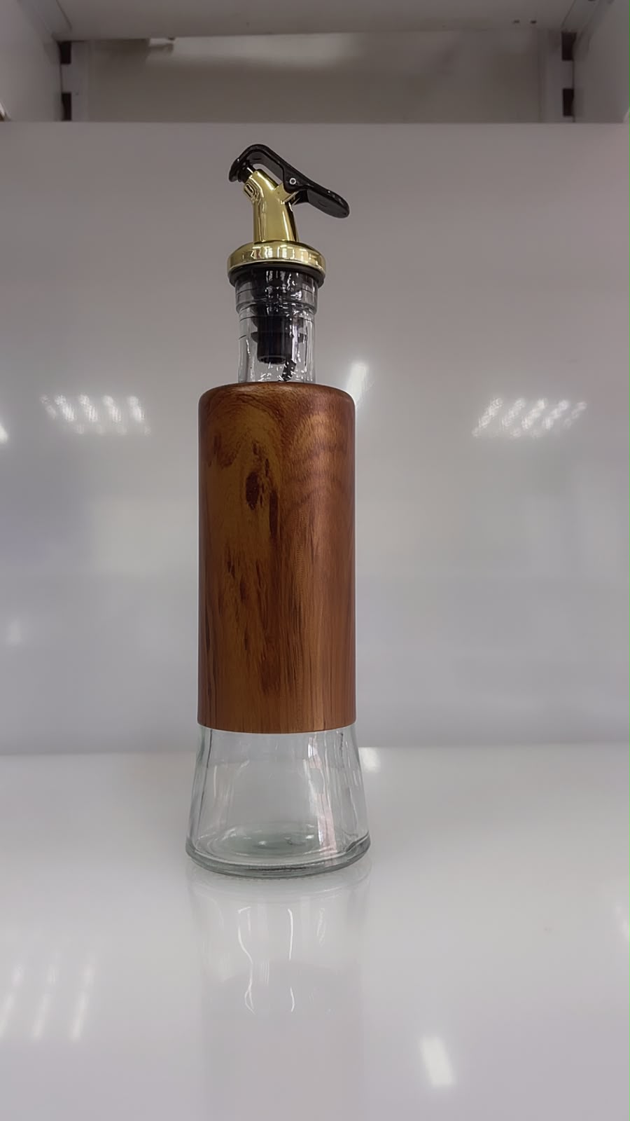 DISPENSADOR DE VIDRIO DESIGN MADERA 26X6 CM 300 ML
