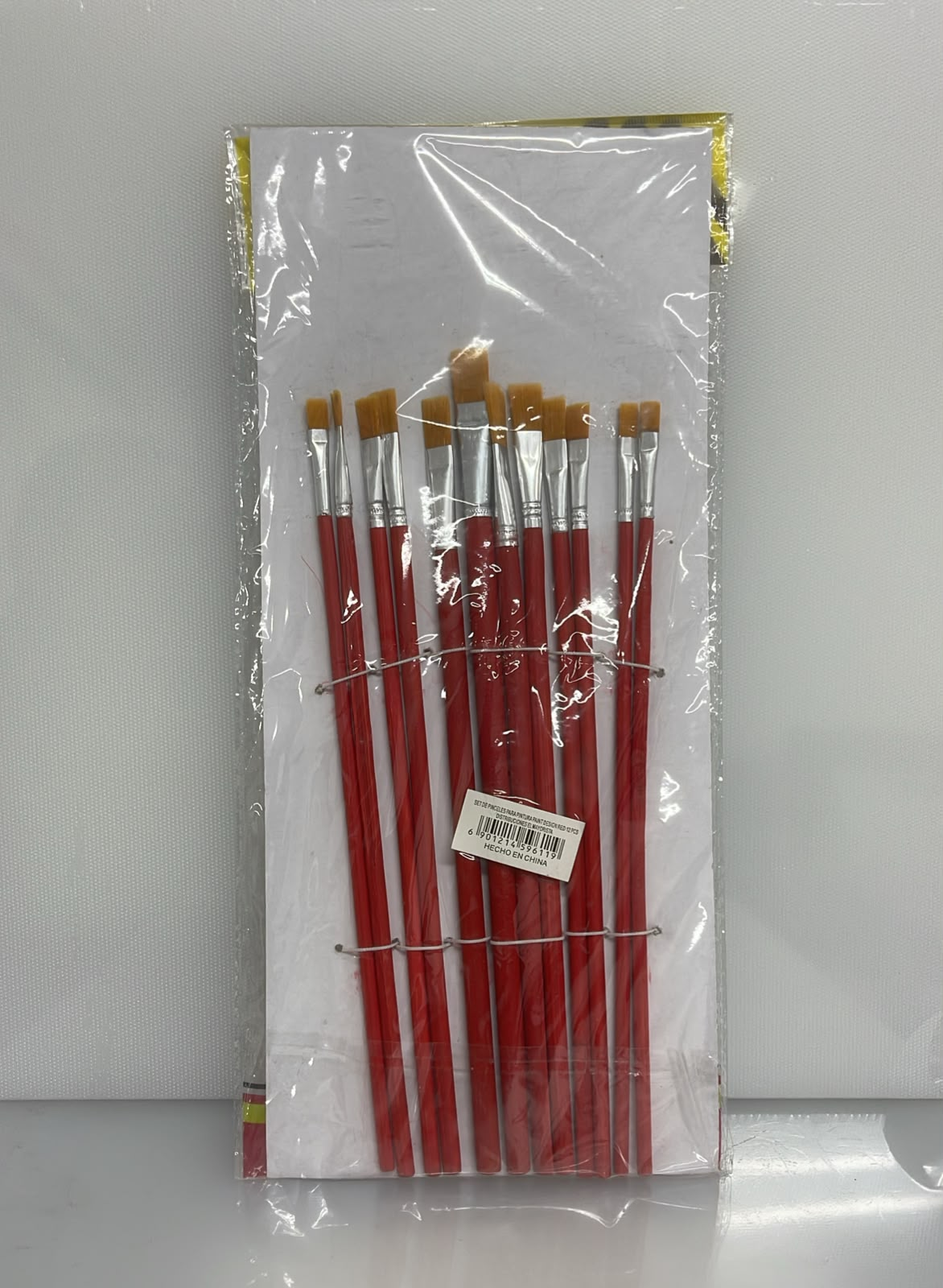 SET X12 DE PINCELES PARA PINTURA PAINT DESIGN RED 27 CM PL61-1