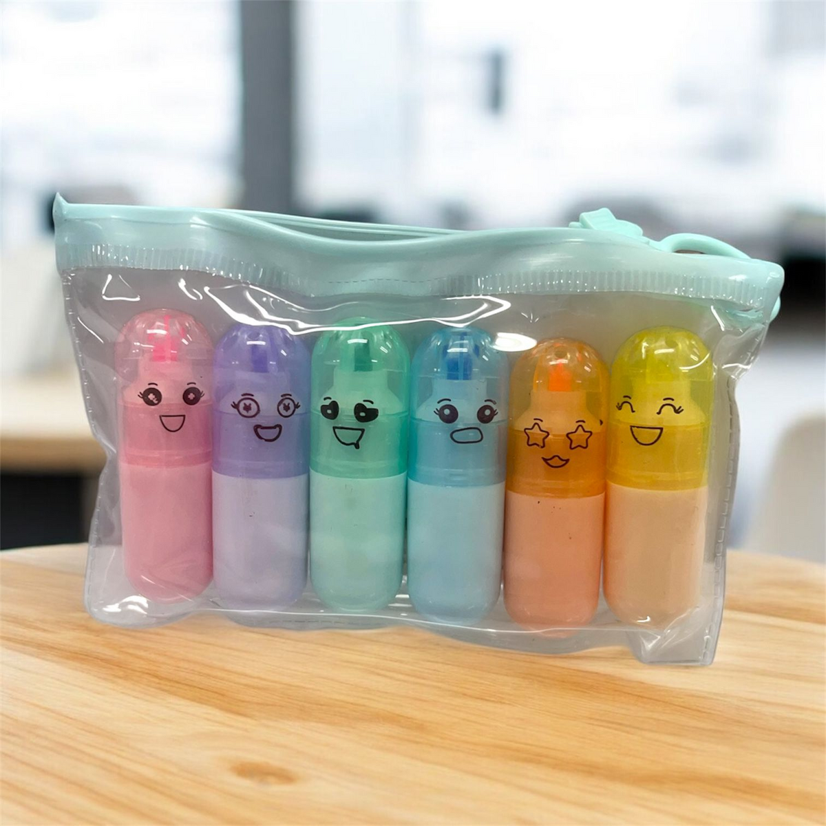 SET X 6 UND DE RESALTADORES DESIGN FUNNY FACES 5 CM