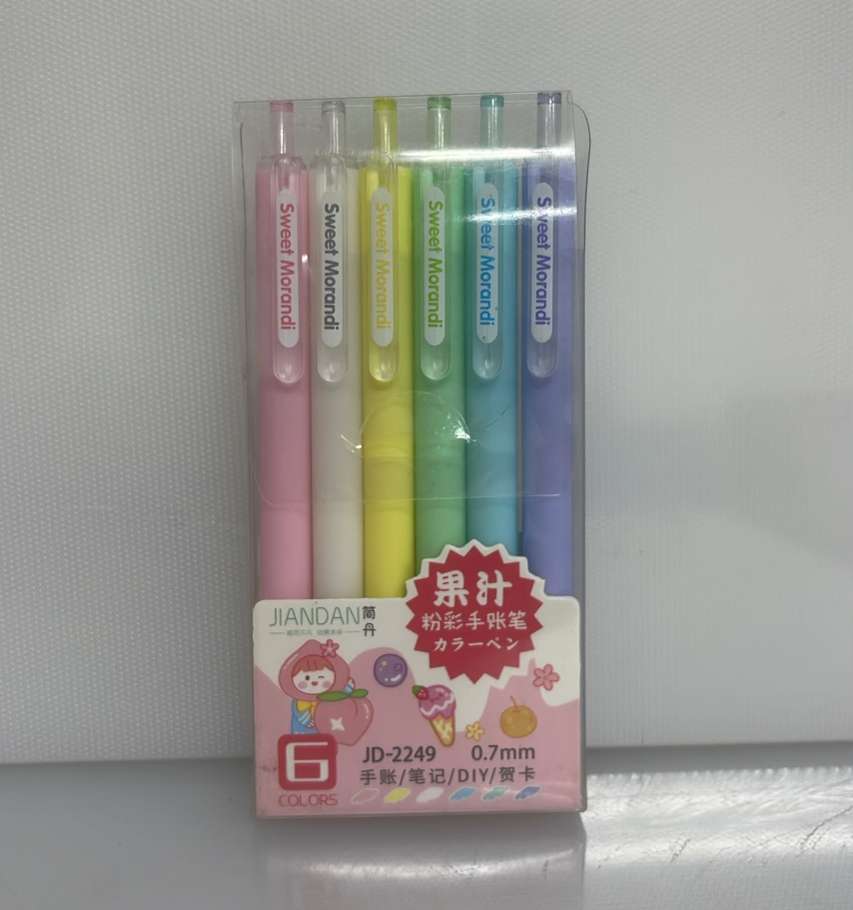 SET X6 DE BOLIGRAFOS DE COLORES DESIGN ICE CREAM 14 CM PL44-20