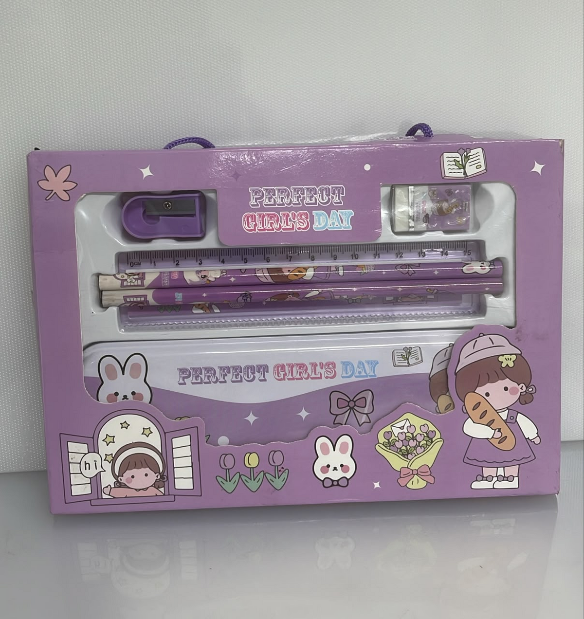 SET X5 DE PAPELERIA DESIGN LITTLE GIRL 1 ESTUCHE 20X7 CM - 2 LAPICES - 1 REGLA - 1 SACAPUNTAS - 1 BORRADOR PL50-26