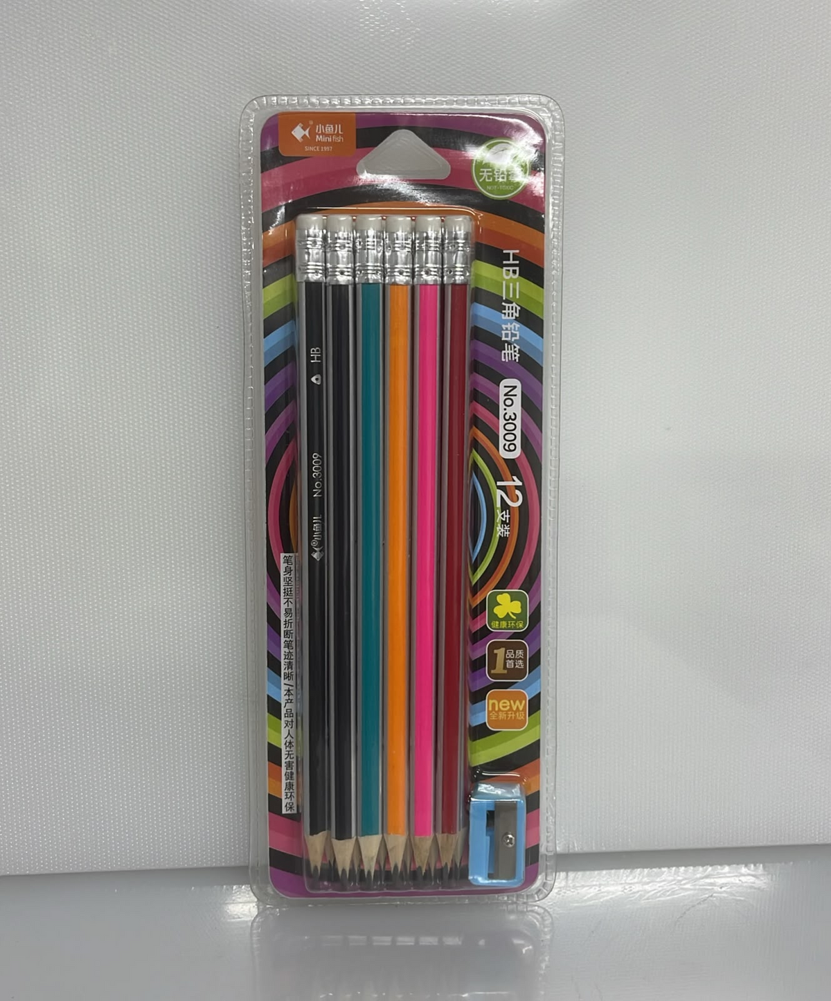 SET X12 DE LAPICES CON SACAPUNTAS DESIGN COLORFUL 18 CM PL41-4