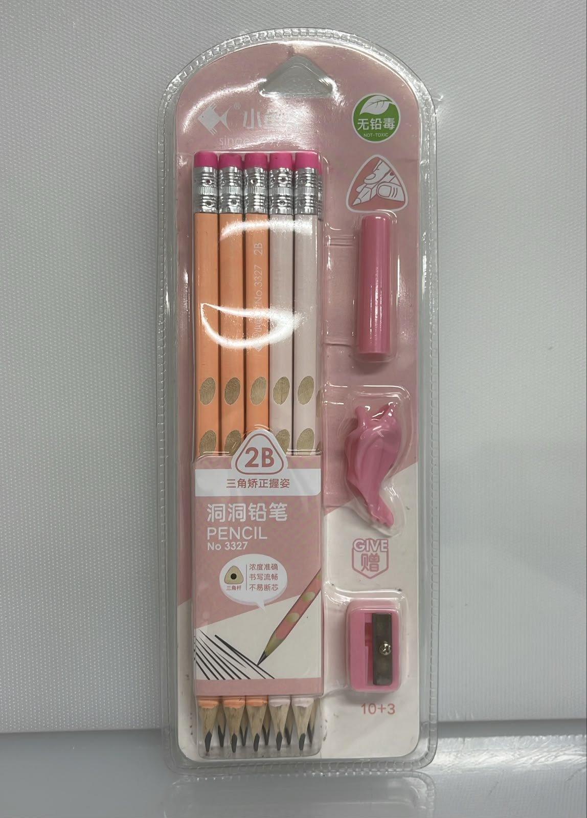 SET X6 DE PAPELERIA DESIGN DOTS 6 LAPICES - 1 BORRADOR - 1 SACAPUNTAS - 1 EXTENSOR PARA LAPIZ - 1 AGARRE ERGONOMICO PARA LAPIZ 20 CM PL41-14