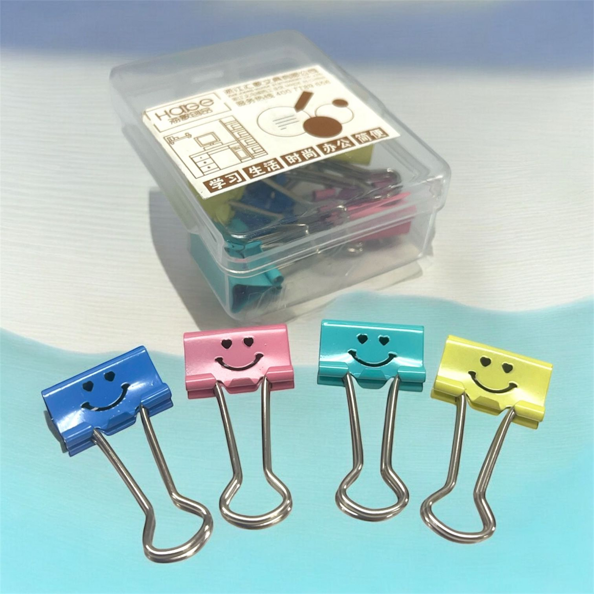 SET X 10 UND DE CLIPS DE METAL DESIGN HAPPY FACE FULLCOLOR 15MM