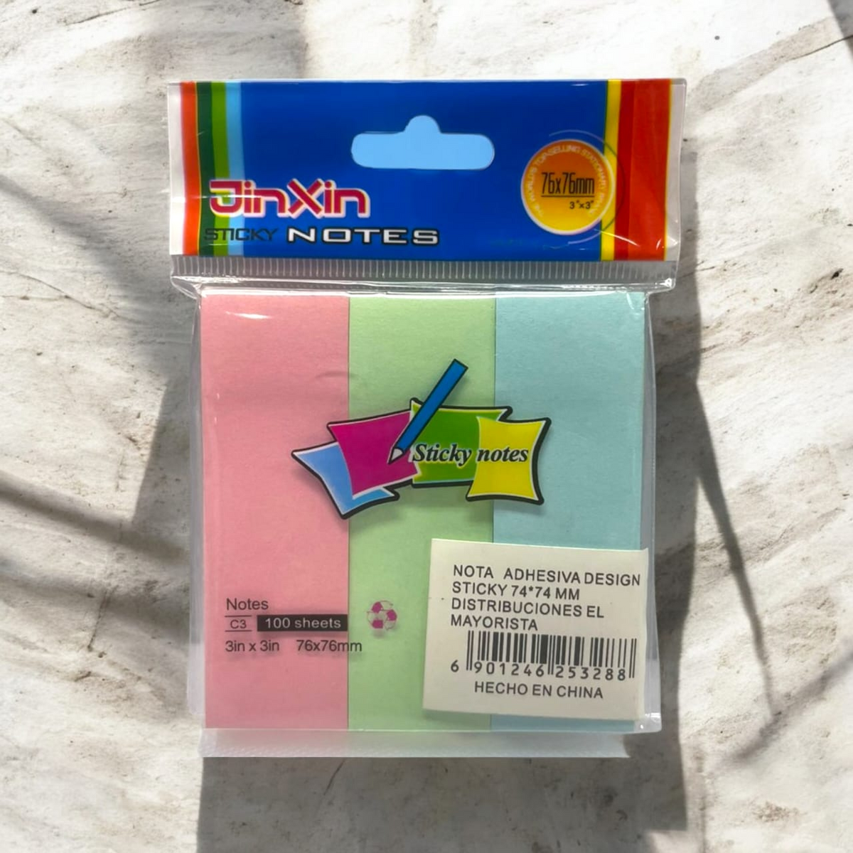 SET X 3 UND NOTA ADHESIVA DESIGN STICKY 8X2 CM