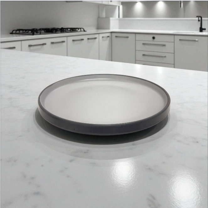 PLATO DE PLASTICO DESIGN GREY AND WHITE 232_33CM