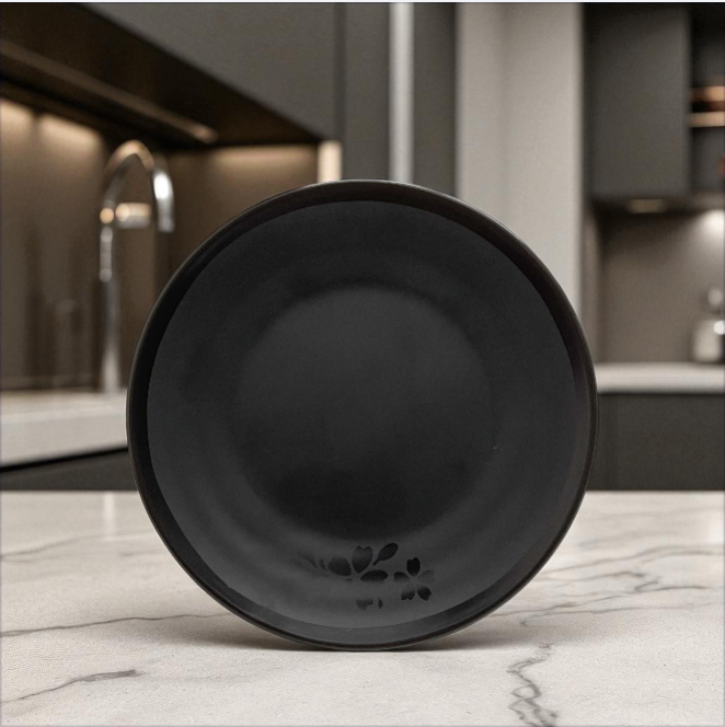 PLATO DE PLASTICO DESIGN BLACK MATTE 23CM