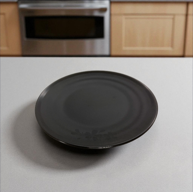 PLATO DE PLASTICO PANDO DESIGN BLACK MATTE 16.5_1.3CM