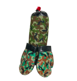 N6429 SET JUGUETE BOXING CAMUFLAJE SACO 40X13 CM GUANTES 18X10 CM