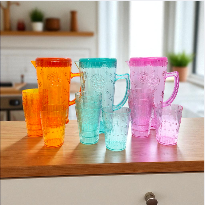 SET JARRA ACRILICA 24CM C-4 VASOS PB11-72