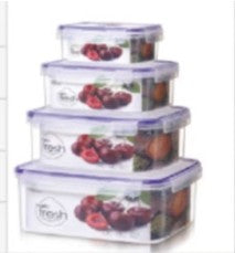 SET X4 RECIPIENTES PURPLE RECTANGULAR (23X11 CM 3200 ML - 20X9 CM 2100 ML - 16X8 CM 1200 ML - 12X6 CM 500 ML) BL1591177-172-2535-4