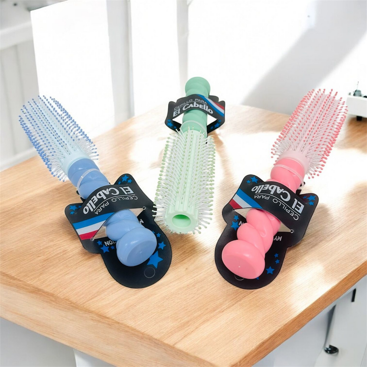 CEPILLO CABELLO TRADICIONAL CIRCULAR MANDGO CON ESPIRAL XJ-19 - 21_5 CM