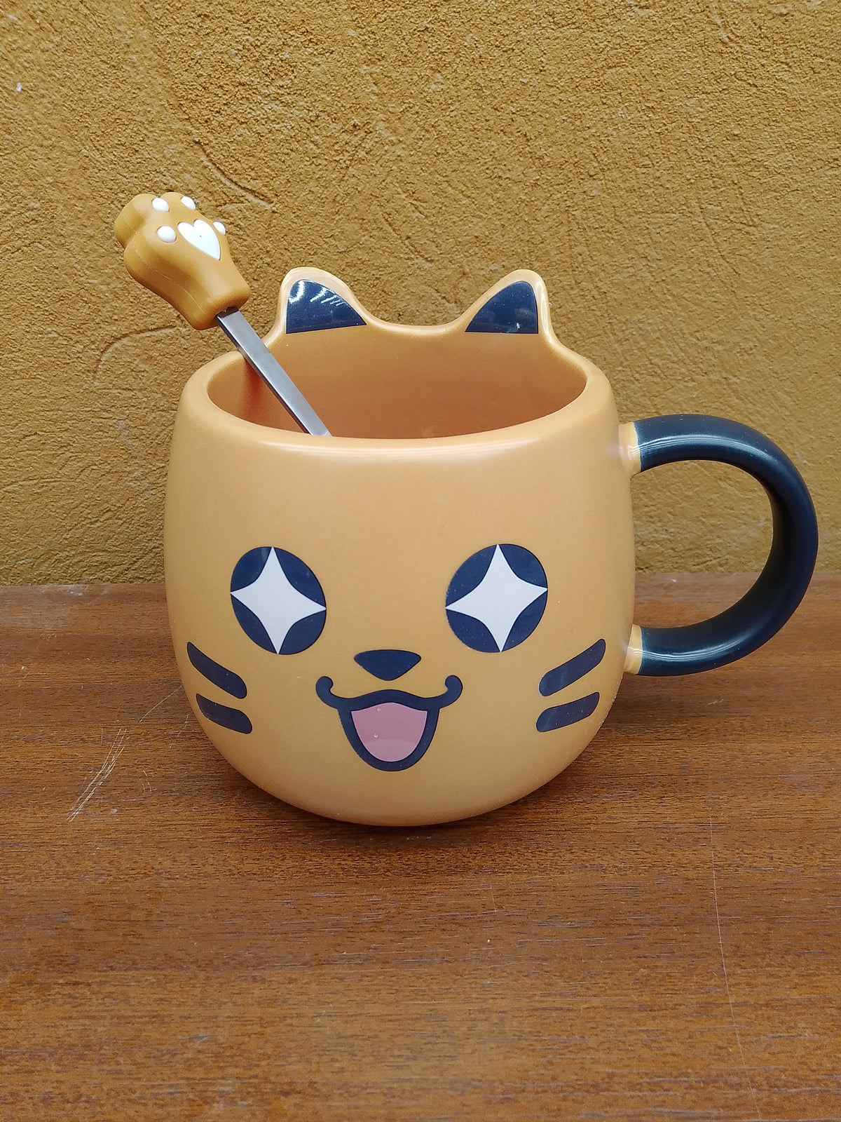 MUG FAUVE CON TAPA Y CUCHARA 10X7 CM 400 ML JM-171