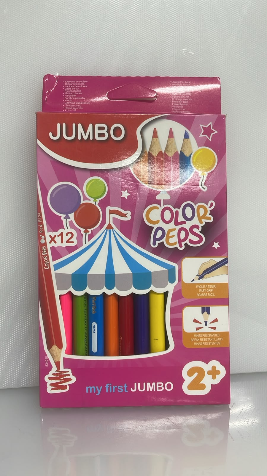 SET X12 DE COLORES DE COLORES DESIGN PEPS JUMBO 18 CM PL59-2