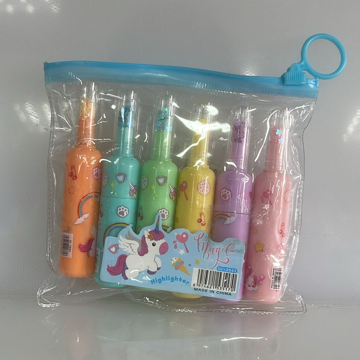 SET X 6 UND DE RESALTADOR DESIGN UNICORN 9 CM