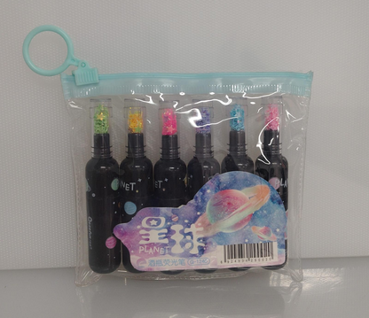 SET X6 RESALTADOR DESIGN PLANET BOTTLE 8 CM PL27-40