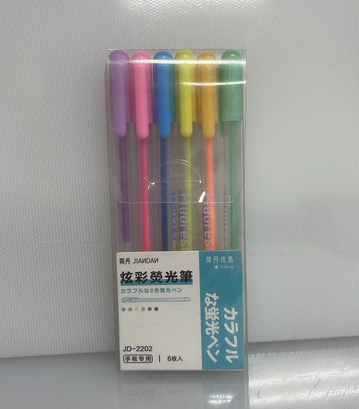 SET X6 DE BOLIGRAFOS DE COLORES DESIGN FLUOREST 14 CM PL44-19