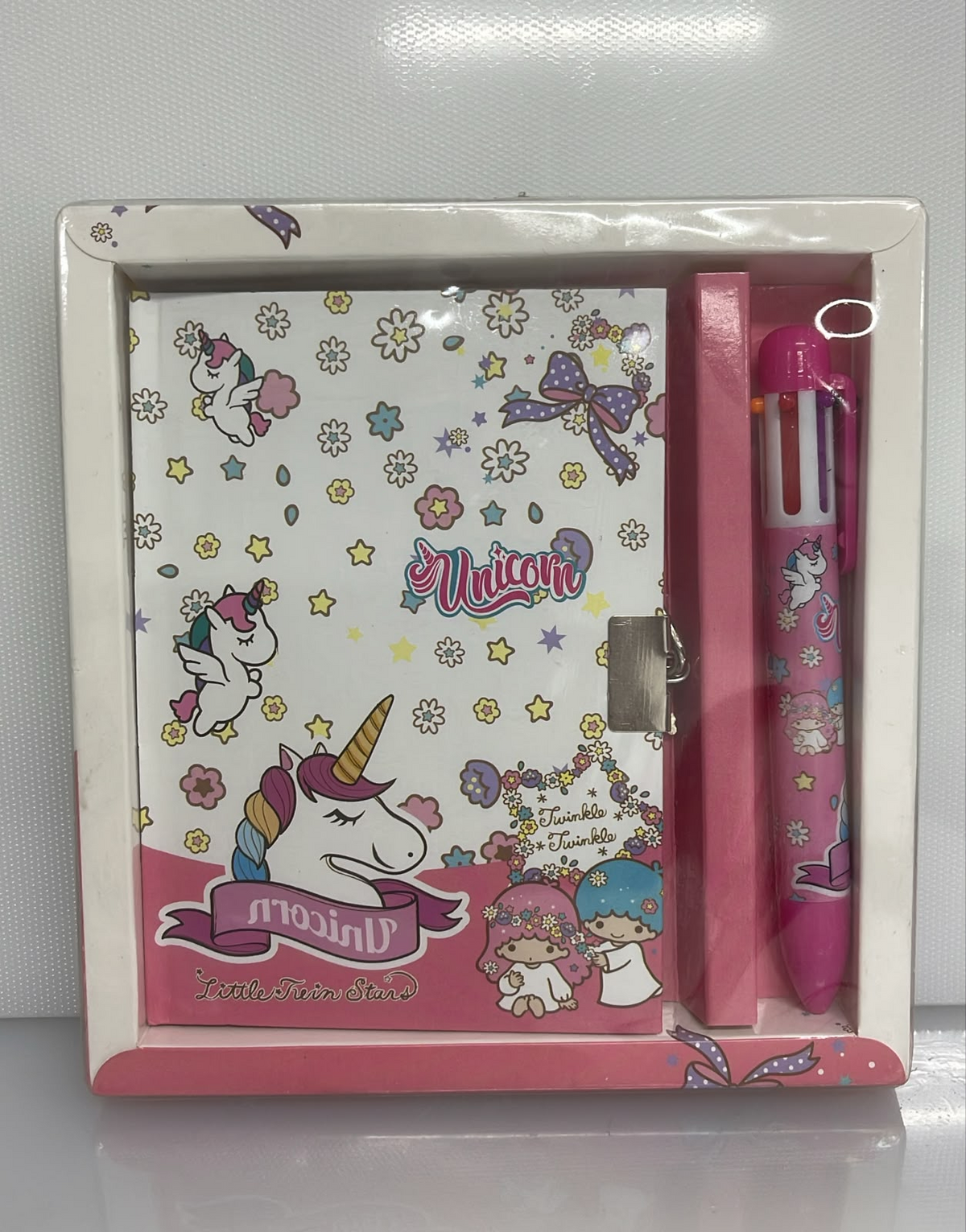 SET X4 DE CUADERNO CON BOLIGRAFO DESIGN UNICORN PRINCESS 1 CUADERNO HOJA RAYADA 15X10 CM - 1 CANDADO METALICO - 2 LLAVES -1 BOLIGRAFO MULTICOLOR PL50-11