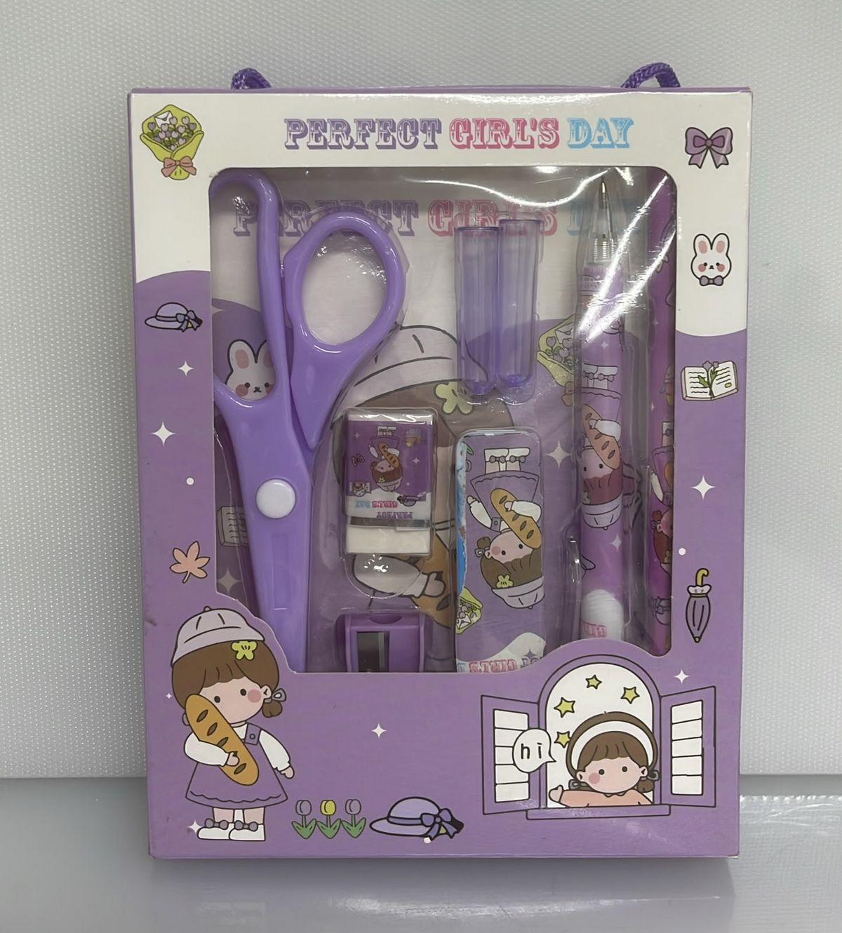 SET X6 DE PAPELERIA DESIGN PERFECT GIRLS DAY 1 TIJERA - 2 LAPICES - 2 TAPAS - 1 DISPENSADOR DE MINAS - 1 BORRADOR - 1 SACAPUNTAS PL50-25