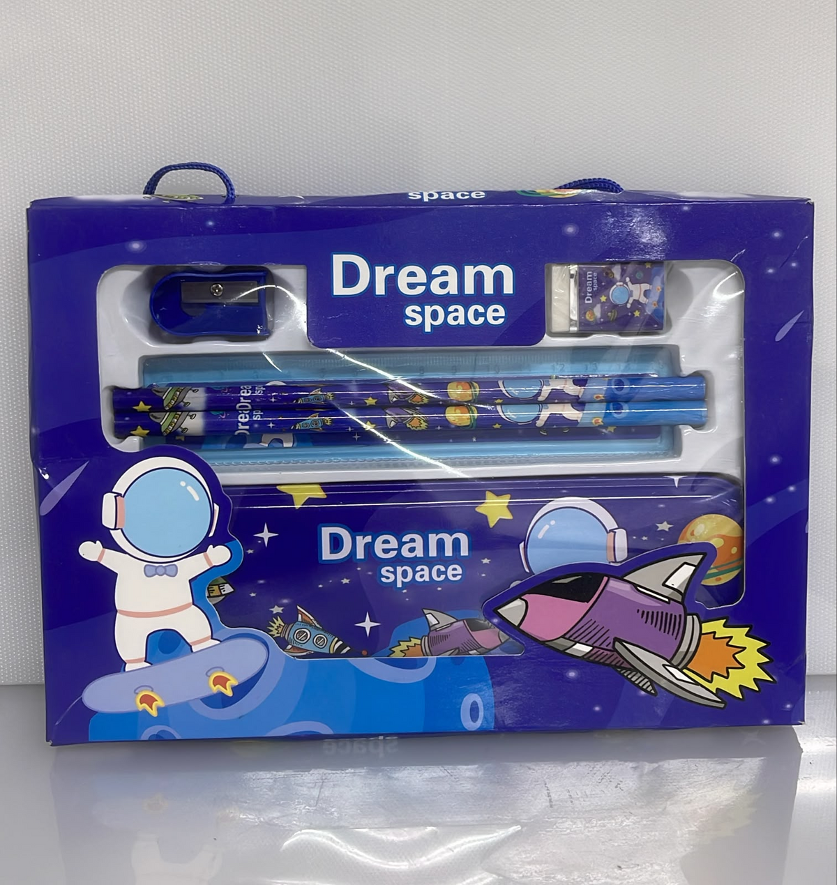 SET X5 DE PAPELERIA DESIGN PLANETS Y SPACEMAN 1 ESTUCHE 20X7 CM - 2 LAPICES - 1 REGLA - 1 SACAPUNTAS - 1 BORRADOR PL50-28