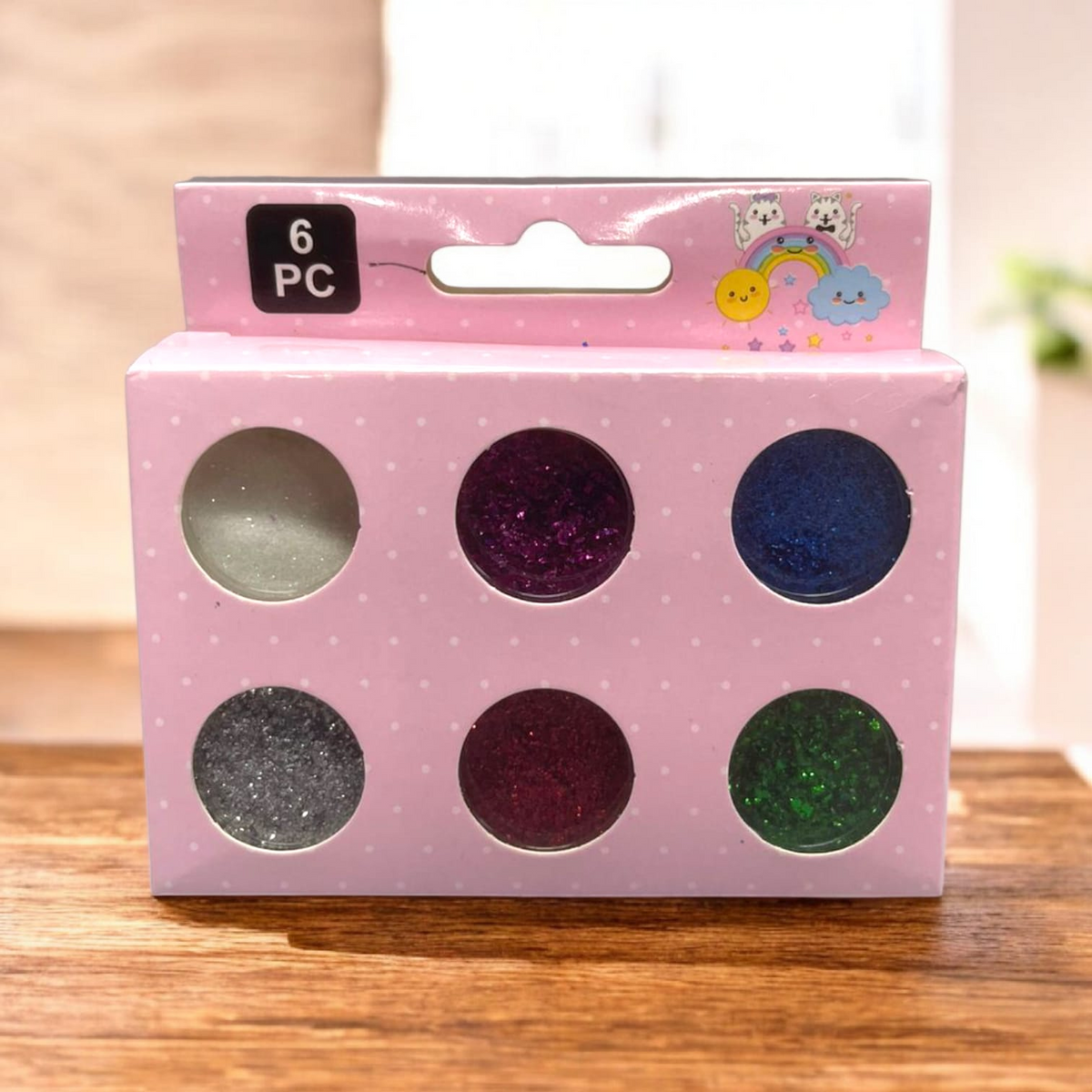 SET X 6 UND ESCARCHA DECORATIVA DESIGN RAINBOW