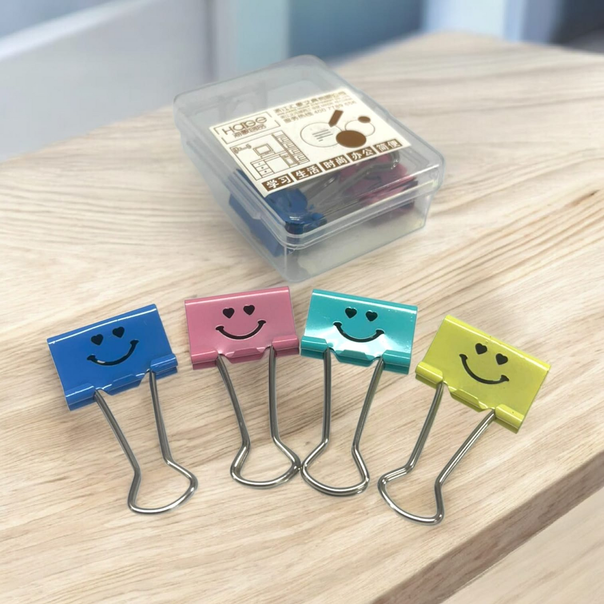 SET X 6 UND DE CLIPS DE METAL DESIGN HAPPY FACE