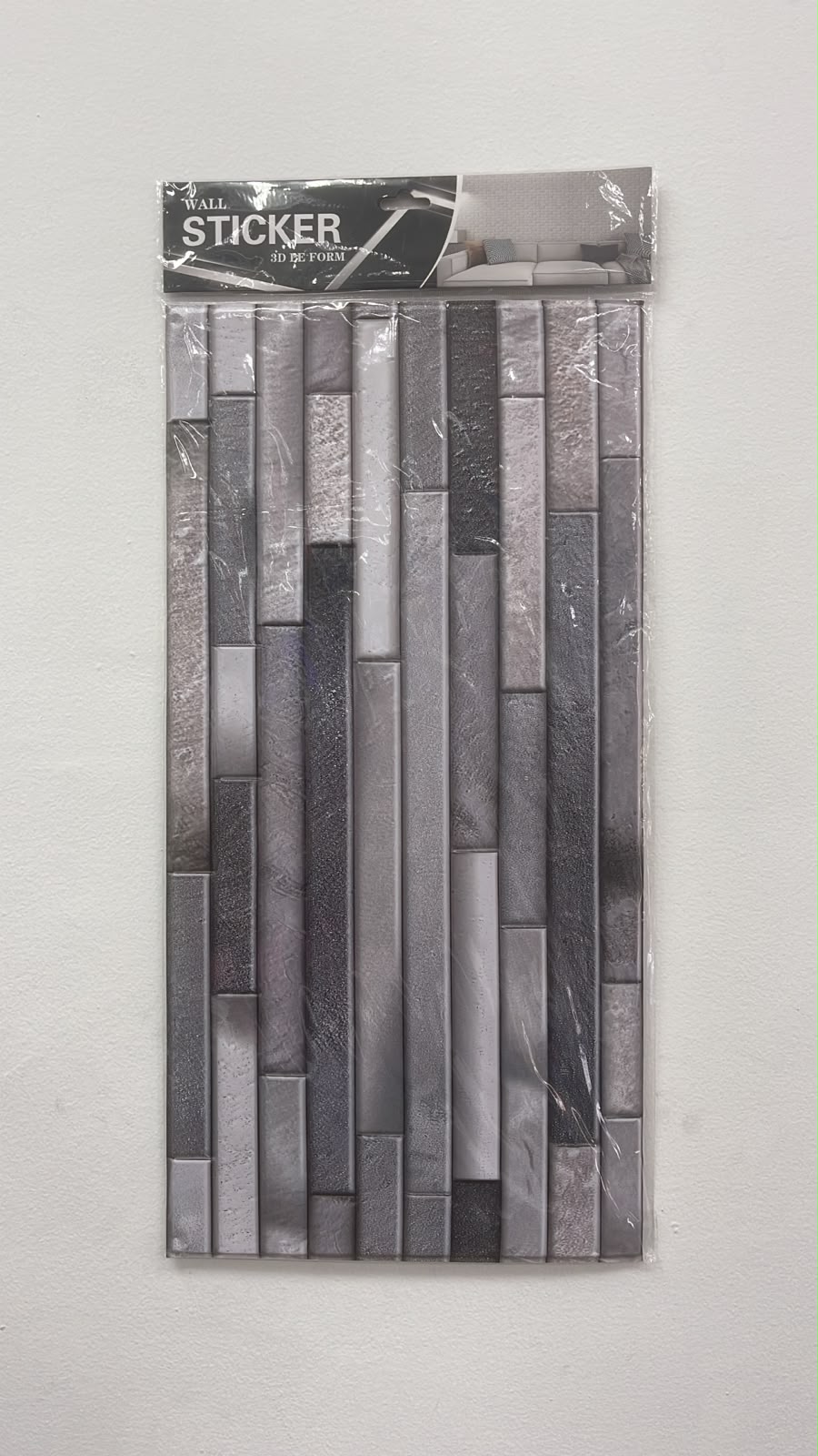 DECORACION DE PARED PLASTICO DISENO LADRILLO FINO GRIS 28X58CM