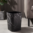 PAPELERA DE PLASTICO CUADRADA DESIGN MARBLE BLACK 20X25CM REF. PL1328
