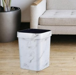 PAPELERA DE PLASTICO CUADRADA DESIGN MARBLE WHITE 21.5X28CM REF. PL1331