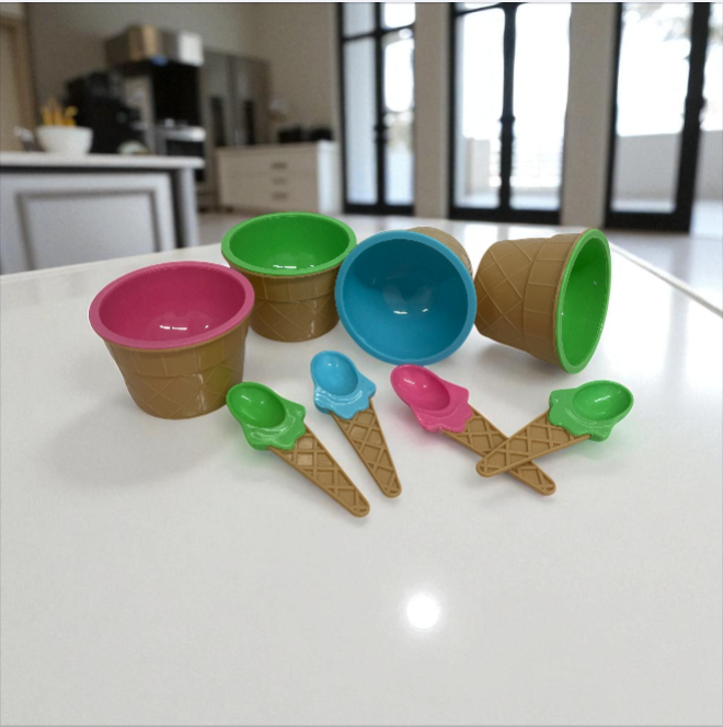 SET X4 VASO DE PLASTICO DESIGN ICE CREAMS 7*7CM