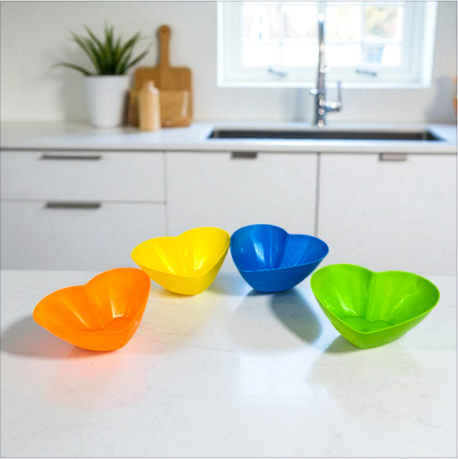 SET DE TAZONES DE PLATA STICO DESIGN HEART 4 PIEZAS 20*6 CM 200 ML