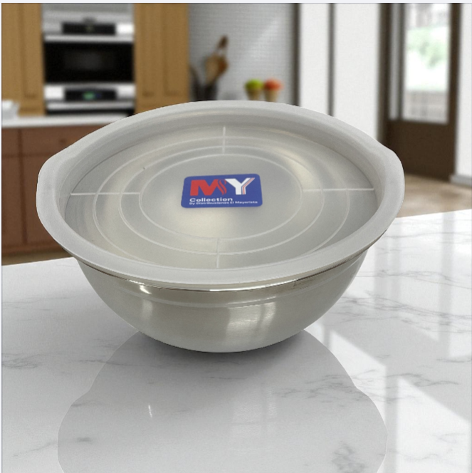 RECIPIENTE DE ACERO INOXIDABLE CON TAPA DE PLASTICO 18CM