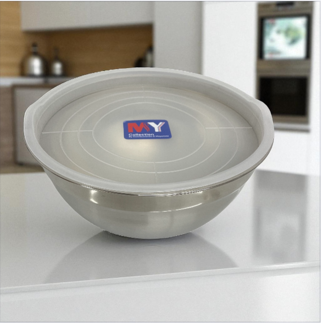 RECIPIENTE DE ACERO INOXIDABLE CON TAPA DE PLASTICO 24CM