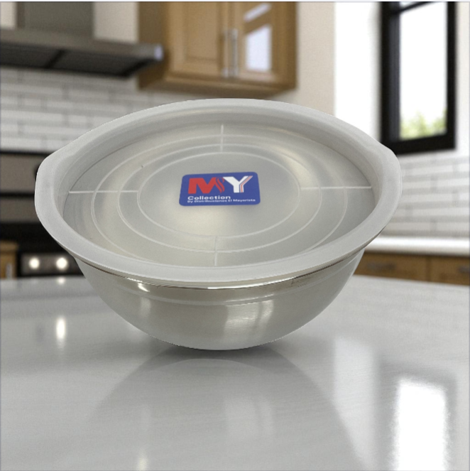 RECIPIENTE DE ACERO INOXIDABLE CON TAPA DE PLASTICO 26CM