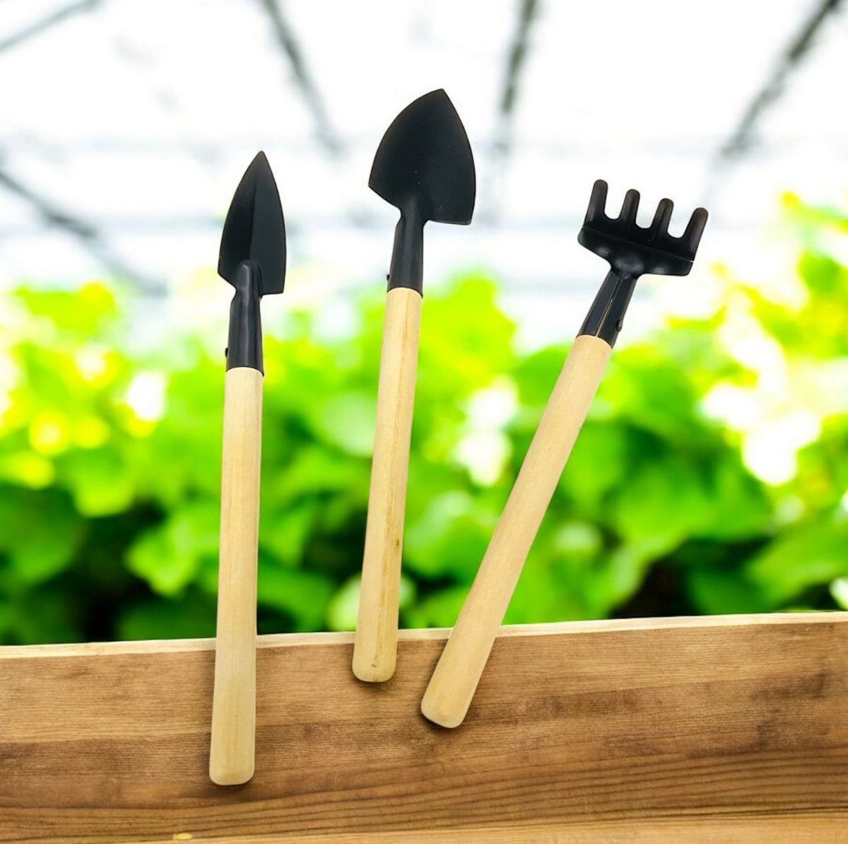MINI SET DE JARDINERIA X3 SL-6008 PALA DE PUNTA 20_4 CM RASTRILLO PEQUENO 17_4 CM PALA DE PUNTA 21_2 CM