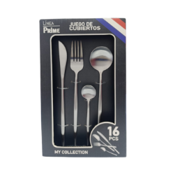 CUBIERTO X 16 34716-SL-7 4 CUCHARAS 20_4 CM 4 TENEDOR 22_2 CM 4 CUCHILLOS 22_1 CM 4 CUCHARITA 13_3 CM