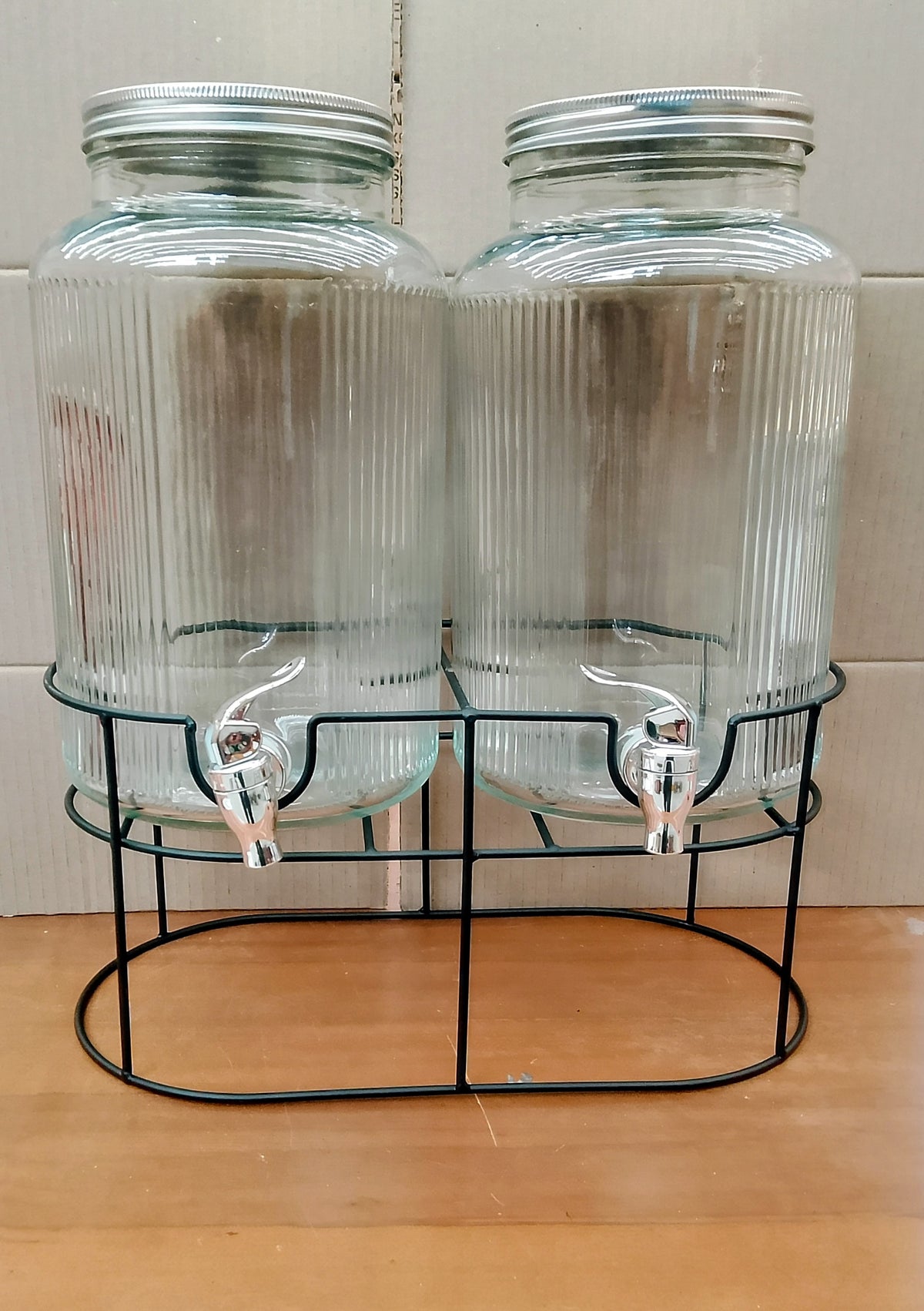 SET X3 DISPENSADORES EN VIDRIO CON BASE GJP-5.5Lx2 29X17 CM 5.5 LT