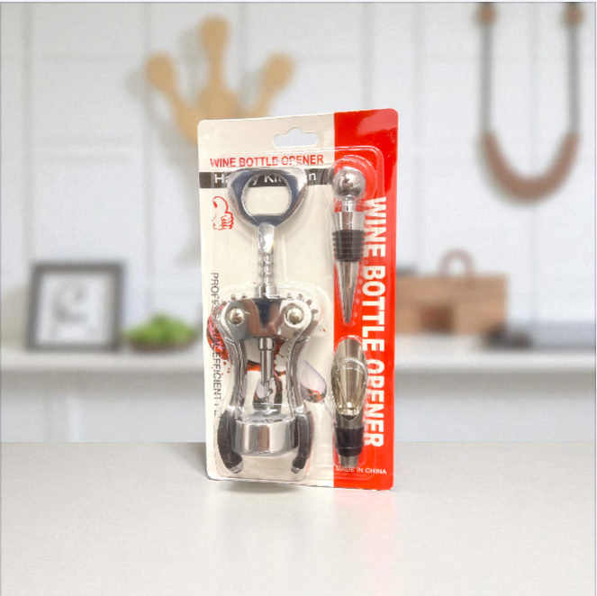 SET X 3 SACACORCHOS VERTEDOR Y TAPA 19CM PARA VINOS XL-5