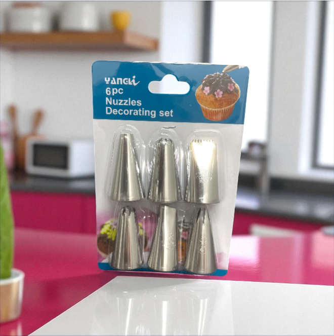SET X 6 BOQUILLAS PARA PASTELERIA GRANDE XL-59