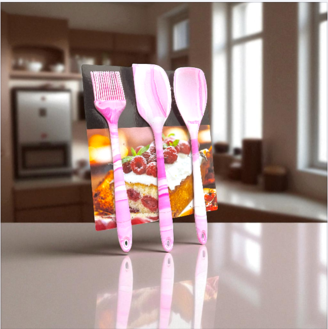SET X 3 UTENSILION DE SILICONA MARMOL PINK 27CM 3BQ