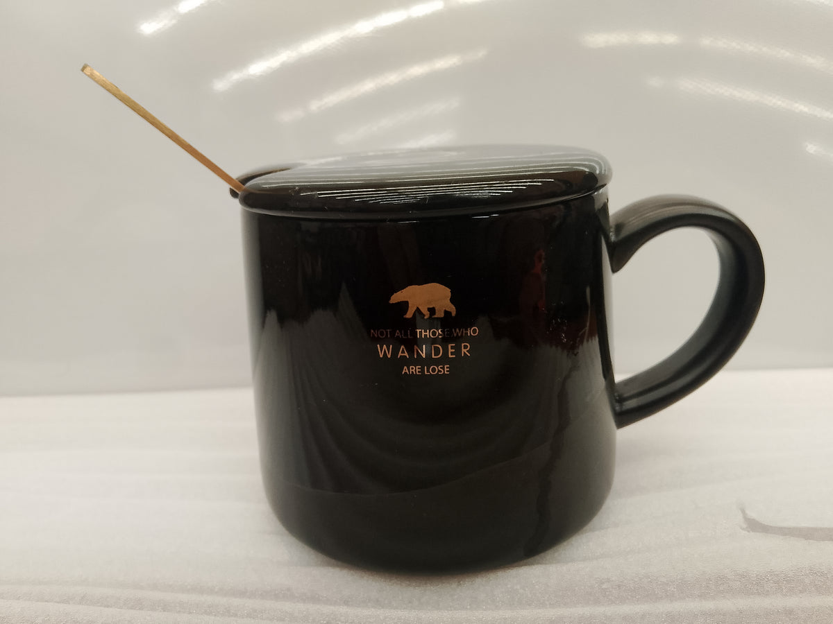 MUG ASTRAL MAGIC CON TAPA Y CUCHARA 8X9 CM 320 ML JM-256